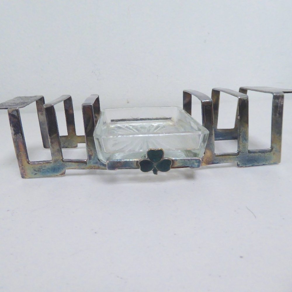 HARCOURT SILVERPLATED TOAST BUTTER HOLDER shamrock